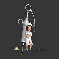Cute Cartoon Nurse Character in White Uniform with Large Syringe and Stethoscope