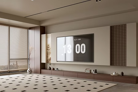 Quiet Ancient Style TV Background TV Cabinet Song Style TV Background Wall Quiet Style Living Room Ornaments Carpet 3d model