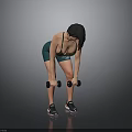 Woman In Green Sportswear Lifting Dumbbells During Intense Fitness Workout Session