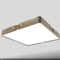 Modern Wooden Frame Ceiling Light With Rectangular And Round Shapes And White Illumination 3d model