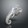 White Elephant Head Sculpture With Curled Trunk And Detailed Artistic Features