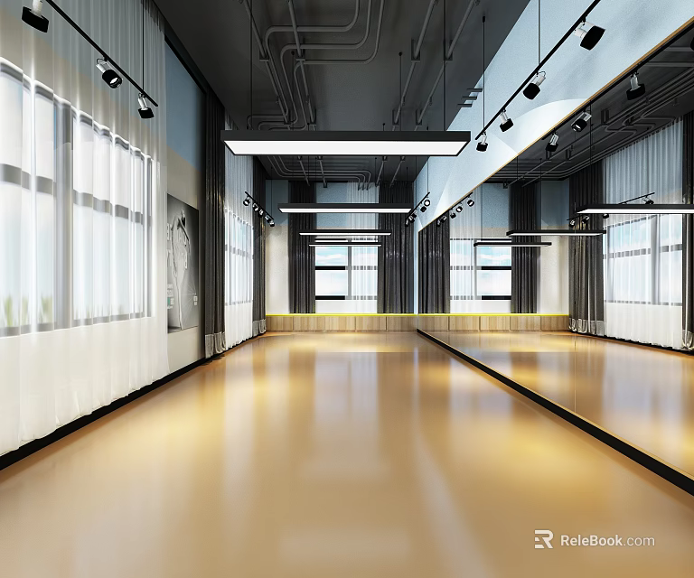Spacious Modern Shower Sauna Room With Bright Lighting Large Windows And Smooth Light Floors 3d model 