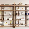 Wooden Shelving Units With Decorative Vases Books Ornaments And Home Decor Items