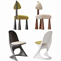 Modern Dining Chairs with Unique Leg Designs and Curved Shapes in Green Beige Black White