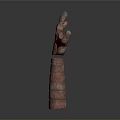 Game and Movie Character Red Metallic Robotic Arm with Detailed Mechanical Structure