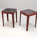 Modern Wooden Stools With Hexagonal Seat Stacked Design And Solid Legs 3d model