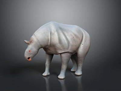 Grey Rhinoceros Game Movie Character With Red Eyes And 3D Model Design 3d model