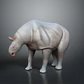 Grey Rhinoceros Game Movie Character With Red Eyes And 3D Model Design