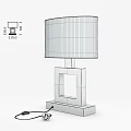 Modern Minimalist Table Lamp With Square Dark Base And Beige Linen Shade 3d model