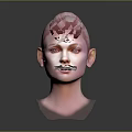 3D Rendered Character Portrait With Elf Ears Pink Hair And Red Eyes