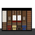 Luxurious Wine Cabinet With Multiple Shelves And Colored Wine Bottles Boxes 3d model