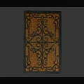 Ornate Decorative Panel With Black Frame And Orange Intricate Scrollwork Design