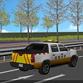Essential Road Facilities With Warning Light Vehicle White Lane Markings And Colored Sidewalk