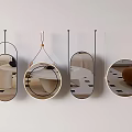 Stylish Decorative Hanging Wall Mirrors With Various Shapes And Interior Reflections 3d model