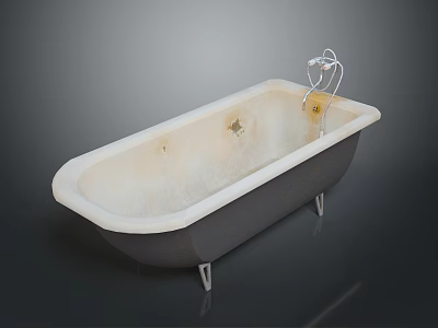 Vintage Style Free Standing Bathtub With Metal Legs And Classic Faucet Design 3d model