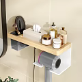 Stylish Bathroom Accessories With Wall Mounted Hair Dryer Holder Sink And Green Plant