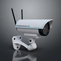 GlobalSecurityPro White Wireless Computer Surveillance Camera With Dual Antennas And Mount Bracket 3d model