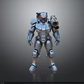 Futuristic Mech Weapon Design With Blue Armor And Arm Mounted Cannon