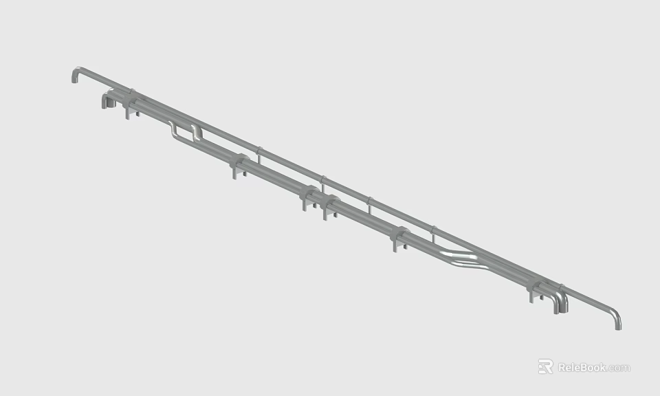 Durable Metal Long Rail Structure with Multiple Mounting Fixtures for Industrial Use 3d model 