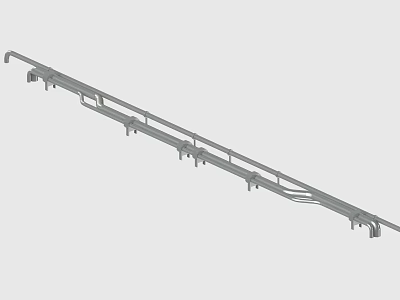 Durable Metal Long Rail Structure with Multiple Mounting Fixtures for Industrial Use 3d model