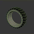 Tire Black Grid Design with Orange Inner Lines Modern Structure and Stylish Look