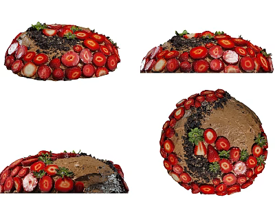 Delicious Round Chocolate Cake Decorated With Fresh Strawberries And Chocolate Shavings 3d model