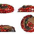 Delicious Round Chocolate Cake Decorated With Fresh Strawberries And Chocolate Shavings