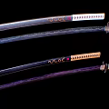 Several Traditional Japanese Samurai Swords With Ornate Handles And Sharp Blades