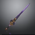 Purple Sword With Ornate Hilt Golden Pink Accents And Intricate Patterns