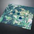Aerial View of Mountainous Terrain With Green Vegetation Lakes and Agricultural Areas