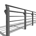 Modern Metal Fence Structure with Horizontal Rails and Vertical Support Posts 3d model