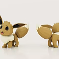 Cartoon Reptile Figure With Brown Body White Belly And Fluffy Tail Front Back View