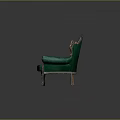 Luxurious Green Velvet Armchair With Carved Armrests And Tufted Backrest Design