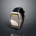 Luxury Wristwatch With Black Leather Strap Square Dial Diamond And Gold Accents