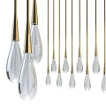 Modern Teardrop Shaped Chandelier With Transparent Glass And Golden Metal Decor
