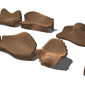 Modern Outdoor Chairs With Curved Wooden Slats And Ergonomic Design For Garden Spaces