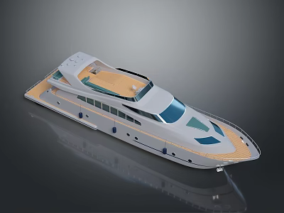 Sleek Modern Luxury Yacht Featuring Wooden Deck And Upper Deck Design 3d model