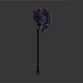 Ornate Purple Black Mythical Axe With Intricate Design And Detailed Handle