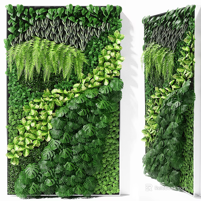 Lush Green Wall Design With Various Tropical Plants And Foliage For Interior Decor 3d model 