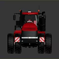 Red Agricultural Tractor With Large Wheels Modern Cabin And Black Tires