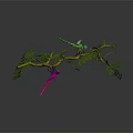 Two Green And Purple Dragonflies Resting On Branches With Green Leaves