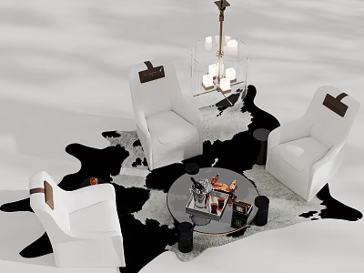 Modern Luxury Upholstered Sofa And Round Glass Coffee Table Set For Elegant Home Living Space 3d model