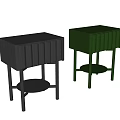 Modern Black Oak Bedside Table With Pleated Drawer Front Round Lower Shelf And Sturdy Legs