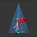 Stunning Mermaid Game Movie Character With White Hair Pink Bikini Blue Tail And Colorful Lights