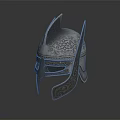 Warrior's Silver Helmet With Intricate Carvings Pointed Top And Reflective Metallic Surface