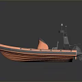 Orange And Gray Inflatable Motorboat With Cockpit Seats And Navigation Gear