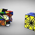 Colorful Rubik's Cubes Display Twisted Intricate Geometric Shapes And Complete Cube