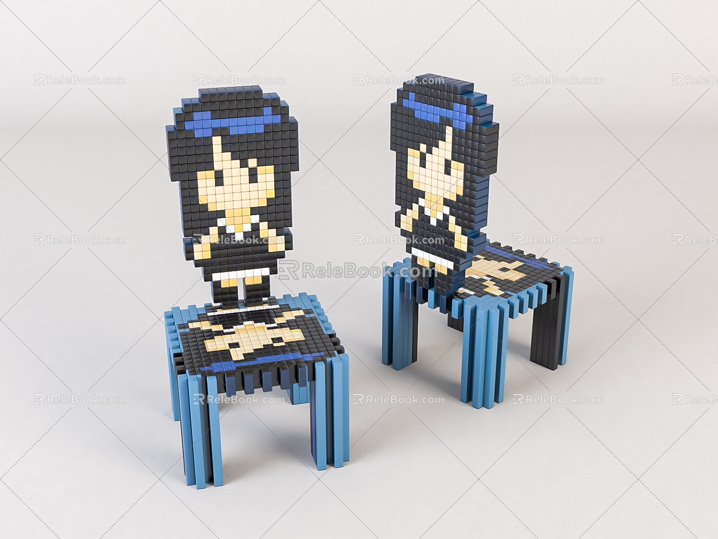 Modern Children's Chair Children's Cartoon Wooden Stool 3d model