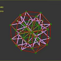 3D Geometric Polyhedron Structure With Yellow Frame Red Vertices Blue And Green Lines