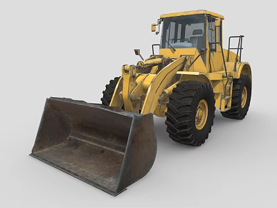 Yellow Construction Utility Vehicle With Large Front Loader Bucket And Heavy Duty Tires 3d model